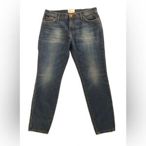 Current/Elliott hi rise/hi waisted straight leg dk wash distressed jeans SZ 27